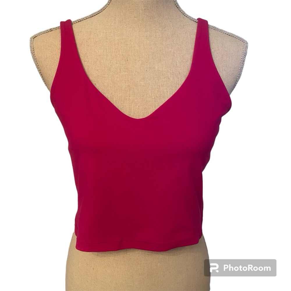 LULULEMON TOP TANK CROPPED SHORT PINK SHELF BRA SIZE 12 ACTIVE FITNESS